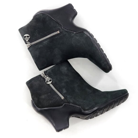 TIMBERLAND Baychester Black Nubuck Square Toe Heel Side Zip Ankle Boot - Picture 6 of 9